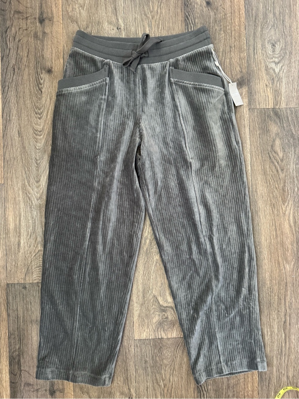 Haven Well Within Gray Corduroy Jogger Pants Straight Leg Elastic Waist S 27"